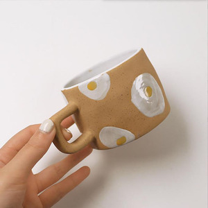 Taza de cerámica de leche de desayuno moldeada a mano Simple creativa exquisita taza de café de desayuno de pareja pintada a mano Ins - Product Image 6