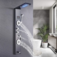 Panneau de douche salle de bain mural en acier inoxydable Cascade colonne de douche noire led Panneau de douche affichage de la température