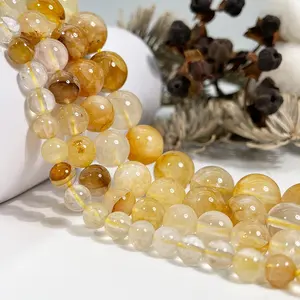 Natural Tangerine Quartz Stone Beads For Jewelry Making Tangerine Quartz Smooth Round Loose Gemstone Beads