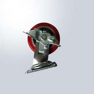 Atacado 3/4/5 Polegada Rodízios Roda PU Bloqueio Freio Sólido Vermelho Banhado A Aço Poliuretano Silenciosamente Giratório OEM Rodízio Rodas - Product Image 6