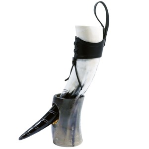 Authentic Handmade Viking Drinking Horn With Polished And Leather <b>Holder</b> Natural Buffalo Horn Viking <b>Mug</b> For Medieval Feast - Product Image 6