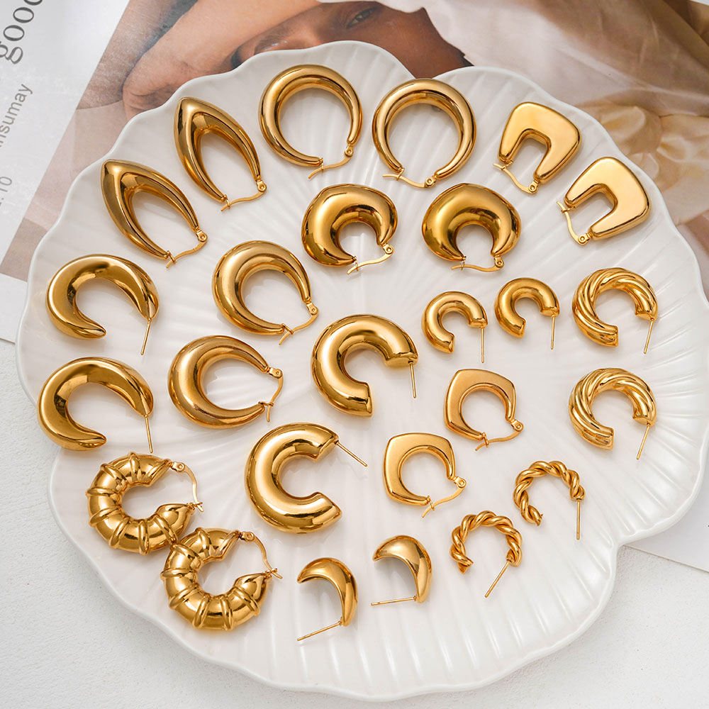 Alibaba Large Stainless Steel Hoop Earrings Trendy Custom