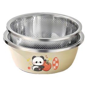 Juego de Escurridores de Acero Inoxidable Xinrong, Tazón Profundo y Grueso para Amasar Masa, Lavar Verduras y Escurrir Arroz, Tamaño Redondo L - Product Image 2