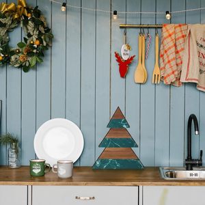 Bandeja para Cortar Charcutería, Diseño Elegante, Ecológica, Duradera, de Mármol Verde y Madera de <span class=keywords><strong>Acacia</strong></span>, en Forma de Árbol de Navidad, 1.5 cm de Grosor, para Queso - Product Image 6
