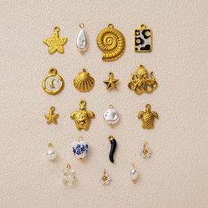 Nuovo Ciondolo a Forma di <span class=keywords><strong>Conchiglia</strong></span> Stella Marina Tartaruga in Acciaio Inossidabile Placcato Oro 18K, Collana Fai-da-Te per Donna, Gioielli Regalo - Product Image 3