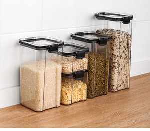 Multifunctional Plastic / PET + Silicone Sealed Jar Square Storage Jar With Lid Thickened Transparent Storage Jar