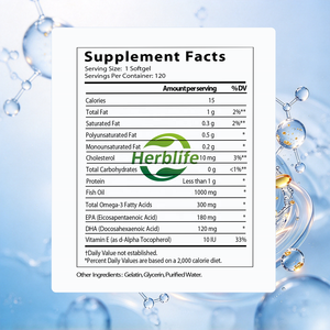 Gélules d'huile de poisson oméga 3 en marque blanche OEM avec vitamine E 1000mg, 120 gélules pour la santé cardiaque, cérébrale et oculaire, complément alimentaire - Product Image 4