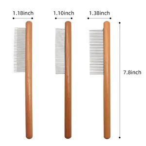Pet Products Cleaning Dog Grooming Wooden Pet Flea Comb Hair Remover Comb Brush For Cats