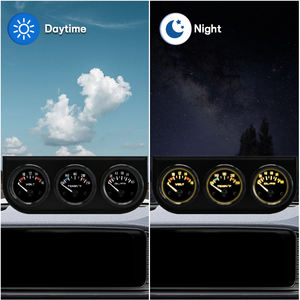 Wenle 2 ''52mm mekanik krom evrensel 12V 24V siyah çerçeve voltmetre su sıcaklığı yağ basıncı üçlü 3 göstergeler kiti evrensel - Product Image 3