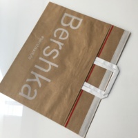 100% sacs de courrier en papier kraft biodégradables 125gsm avec poignée/100% sac en papier express et à provisions recyclable avec poignée