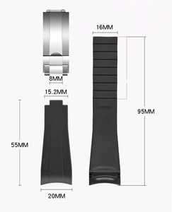 Compatible pour Rolex Bracelets de montre en fluoroélastomère 20mm Patte incurvée pour <span class=keywords><strong>Submariner</strong></span> Series pour Omega Swatch Bracelets collaboratifs - Product Image 6
