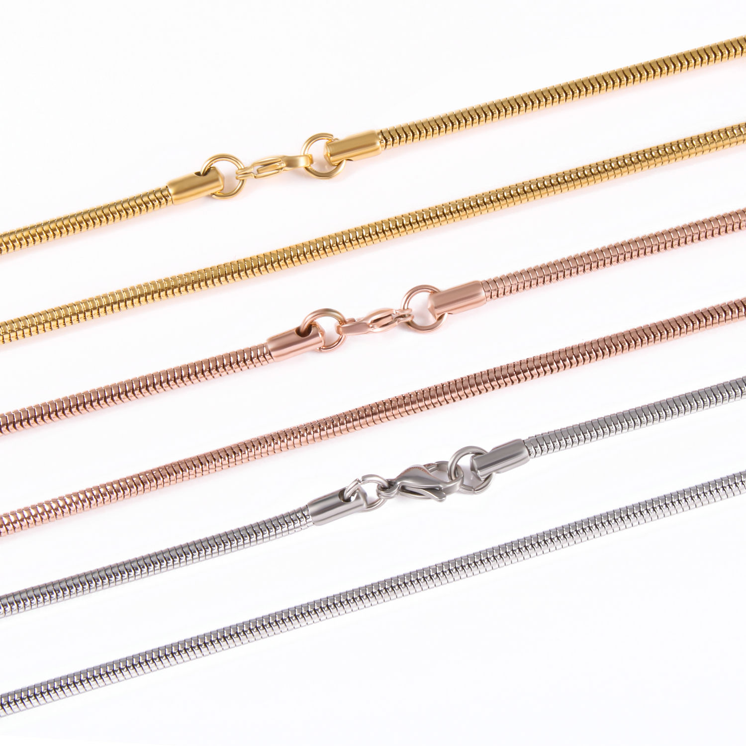 1/1.5/2mm Wholesale Non Tarnish Waterproof Stainless Steel 14K Gold Plated Snake Chain Necklace Unisex Anniversary - Foto 9