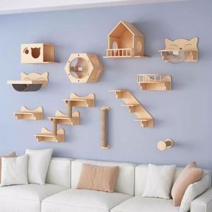 Bricolage moderne mode joli chat grattoir mural avec corde en sisal et bois tailles personnalisées jouet d'exercice écologique - Product Image 2