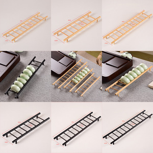Support à tasses trapézoïdal en bambou, égouttoir décoratif réutilisable de style chinois pour service à thé ovale, accessoire de cérémonie du thé pour le bureau - Product Image 5