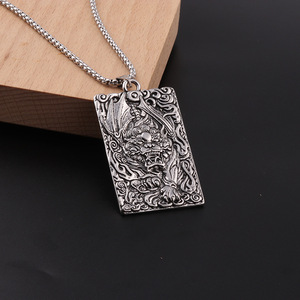 วินเทจสแตนเลสโซ่เงินปี่เซียจี้<span class=keywords><strong>สร้อย</strong></span>คอโลหะผสมสีฟ้าคราม NA015 - Product Image 4