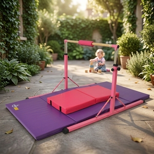 Kit de barre de gymnastique pliable et réglable Junior <span class=keywords><strong>GymPro</strong></span> pour enfants, barre horizontale intérieure de 0,25 m de hauteur, équipement de gym à domicile pour filles et garçons - Product Image 2