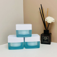 Pot cosmétique carré blanc personnalisé en acrylique mat écologique 50g pour crème contour des yeux avec couvercles à vis et impression de logo