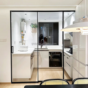 Liga de alumínio Modern Indoor Vidro Hardware para Sala Quadro Porta Deslizante Soundproof Impermeável Minimalista Supermercado