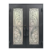 Tringle d'Entrée Moderne Double Extérieur Avant Acier Extérieur 72x80 Ferme Portes en Fer Forgé Pour Maisons