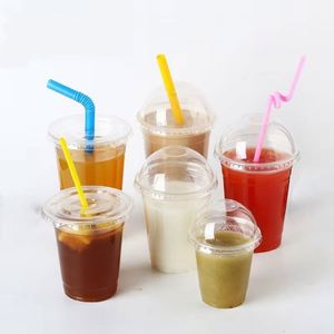 Gobelets en plastique transparents écologiques personnalisés en PET de 90 mm, imprimés en sérigraphie, forme plate, pour boissons froides, café, milkshake, boba - Product Image 2
