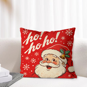 Fundas de almohada de lino de 18x18 pulgadas, estampadas por ambos lados, con diseño de Papá Noel, funda decorativa para cojín de sofá. - Product Image 2