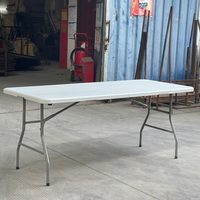 Table pliante rectangulaire de 6 pieds, en plastique, pliable, portable, pour fêtes, camping, pique-niques et repas en plein air