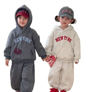 Großhandel Herbst Winter <span class=keywords><strong>2</strong></span>-teiliges Freizeit-Sportoutfit Warmes Kapuzen-Sweatshirt und Hosen-<span class=keywords><strong>Set</strong></span> für Jungen, Mädchen, Kinder und Babys - Product Image 5