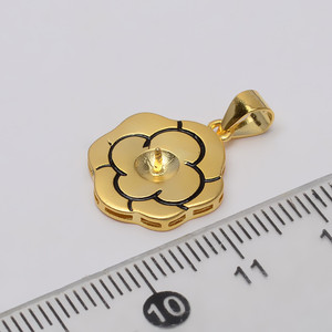 Pendentif en argent S925 en forme de fleur de prunier avec base en perles de 6 à 8 mm, accessoires de bijoux DIY, perles semi-finies incrustées 3149 - Product Image 3
