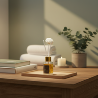 Diffuseur d'ambiance écologique avec bâtonnets en rotin et flacon en verre pour parfumer la maison – Parfum et taille personnalisables – Lavande – Non toxique