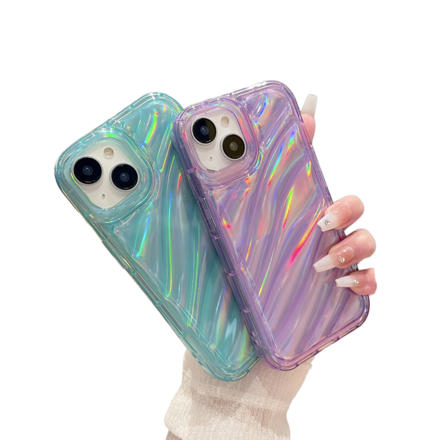 Lightweight Shockproof Soft TPU Street Fashion Electroplate Mobile Phone Cases for for 13-17 Pro Max Holographic Flakes