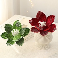 Nouvelle fleur de magnolia floquée en poudre de colle de 15 cm, décoration de Noël haut de gamme, tissu de luxe léger, décorations de Noël modernes et minimalistes