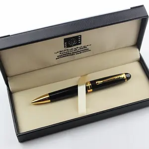 Stylo cadeau d'affaires JX-B96 Logo personnalisé garniture en or Ensemble de stylos de signature noir d'affaires de luxe