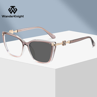 Lunettes de vue pour femmes, monture pleine, photochromiques, motif floral léger, TR90, anti-lumière bleue, haute qualité, motif solide, œil de chat