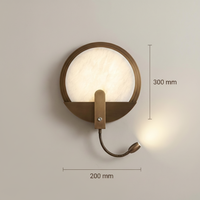 Lampe murale LED en marbre personnalisée, base en métal, double source lumineuse, rétro, double température de couleur, garantie 3 ans, chambre d'hôtel, CRI 70