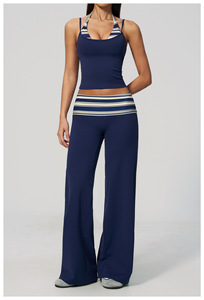 Ensemble de yoga 5 pièces à pois pour <span class=keywords><strong>femme</strong></span>, débardeur dos nu effet deux pièces, tenue de sport à séchage rapide pour la course et le <span class=keywords><strong>fitness</strong></span> – Grande Vente - Product Image 3