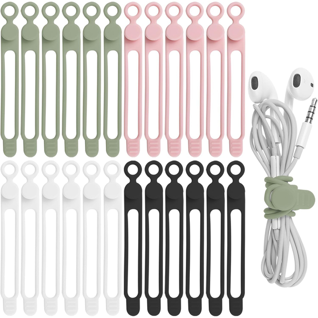 Elastic Silicone Cable Ties Reusable Cord Organizer Multi-function Wire Clip Bandage Cable Wire Storage Harness Strap