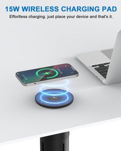 Presa Elettrica Retrattile Industriale per Uso Ospedaliero, Standard UK, 1,8m, Nera, con 4 Prese UK, USB-C, WiFi, Telecomando, in ABS - Product Image 4