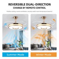 Ventilateur de plafond à économie d'énergie avec lumière, musique Bluetooth, moteur DC, LED dimmable, télécommande, 42 pouces, montage encastré pour la décoration intérieure