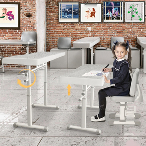 Escritorio de estudio LED moderno para niños, nuevo juego de mesa elevables en sillas de rosa y azul, plástico duradero para el hogar, hoteles, bares para uso en centros comerciales - Product Image 6