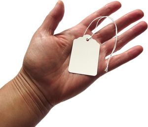 תגי מחיר נייר לבן ריק למיחזור עם מחרוזת עבור תמחור וצפוי - Product Image 3