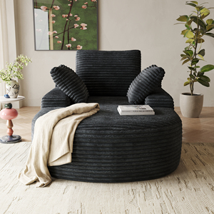 Voxhome Nordisches Modernes Einzelsofa Schwarzer Faulenzerstuhl für Wohnzimmer Schlafzimmer Ovales Komprimiertes Sofa Möbel Neues Design - Product Image 2