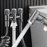 Robinet d'angle en acier inoxydable 1 entrée 3 sorties, distributeur d'eau à trois voies pour toilettes, bidet, machine à laver