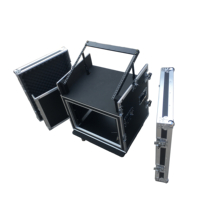 Flight case de haute qualité OEM 8U+4U pour table de mixage DJ et amplificateur, avec amortisseur de chocs, 3 portes, 4 roulettes, support extensible, étanche IP67