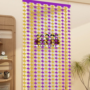 Golden Purple Trencher Cap Foil Cortinas Ceremonia de graduación Fondo Pared Fringe Foto Telón de fondo Props para fiesta universitaria - Product Image 3
