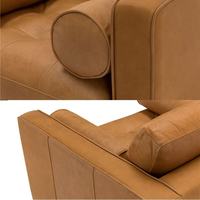 Moderner Minimalistischer Einzelsessel aus Leder, Lässiges Braunes Retro-Lounge-Sofa für Wohnzimmer und Kleine Apartments
