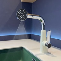 Robinet de lavabo de salle de bain moderne minimaliste à poignée unique en laiton brossé avec cartouche céramique, à poser sur le plan, pour eau chaude et froide