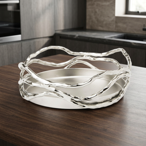 Classic <b>Silver</b> Plated Metal Eco-Friendly Round Bottle <b>Coaster</b> - Product Image 2