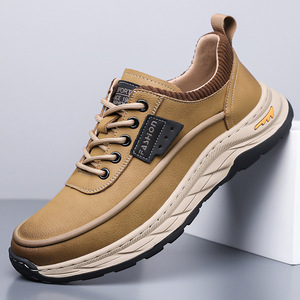 รองเท้าผ้าใบหนังลำลองผู้ชาย ส้นเตี้ย พื้นยางกันกระแทก รองเท้าทรง Chunky สไตล์ลำลอง - Product Image 1