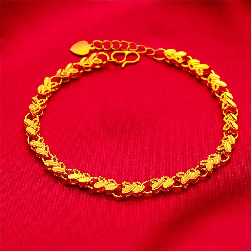Wholesale cheap fashion jewlery gold plated brass bracelet thin chain flower bracelet for women