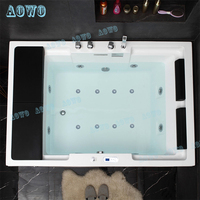 Baignoire Spa Jacuzzi 2 Personnes Chauffante avec Jets de Massage, Cascade en Acrylique, Robinet Mixte, Douche Hydromassante pour Hôtel